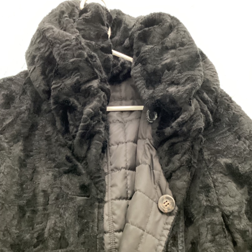 Laundry by Shelli Segal, NWOT, black, reversible faux fur/puffer, sz L, midi - Picture 6 of 11